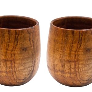 Islandoffer 2X Japanese Wooden Tea Cups, 4 oz, 120 mL