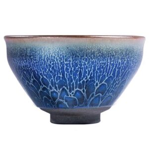 cmengao beautiful jianzhan tea cup, 3d silver lotus inlaid ceramic tea cup handmade fancy glaze tenmoku cup chinese kungfu tea cup (dragonscale)