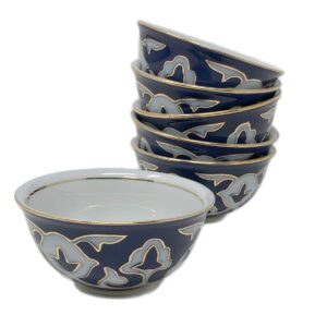 BohemianGifts Cobalt Blue Pakhta Cotton Flower Pattern Liquer Piala Cups 2.5 oz SET of 6 - Saint Petersburg