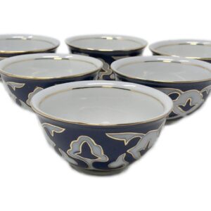 BohemianGifts Cobalt Blue Pakhta Cotton Flower Pattern Liquer Piala Cups 2.5 oz SET of 6 - Saint Petersburg