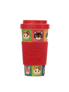 vacucraft bamboo fiber coffee & tea cup animal collection cat (red)