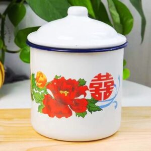 JinRu BaoHua 12oz Chinese style enamel cups, coffee cups, tea cups, Beer mug，mugs 2pcs