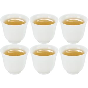 sizikato 6pcs pure white chinese porcelain tea cup, 45ml exquisite mini sake cup