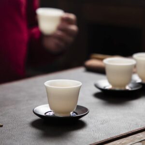 Sizikato 6pcs Pure White Chinese Porcelain Tea Cup, 45ml Exquisite Mini Sake Cup