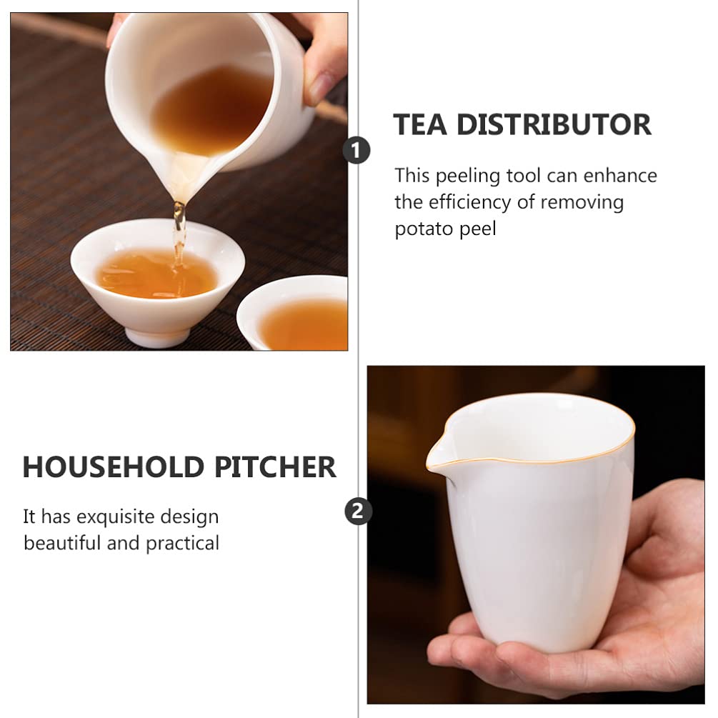 YARNOW Ceramic Chinese Gong Kung Fu Tea Cup Milk Pitcher Cha Hai Tea Fairness Cup Sharing Pitcher Gong Dao Bei Cup (White)