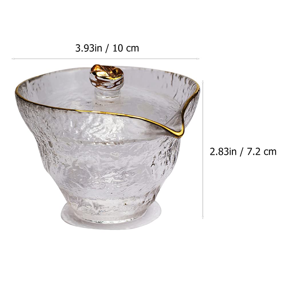 Cabilock Glass Tea Pitcher Pour Spout Teacup Covered Ice Cream Bowl Matcha Cup Crackle Glass Tea Dispenser Pot Coffee Mug for Home Kitchen Gongfu Tea Maker