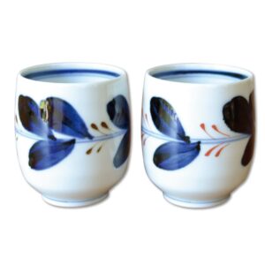 有田焼やきもの市場 japanese yunomi tea cup set of 2 arita imari ware made in japan zen leaf