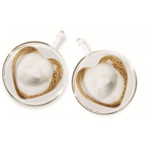 brilliant - double wall heart cappuccino cup 8.5 oz. set of 2
