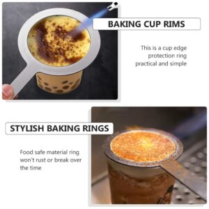 Cabilock Cup Cover 4pcs Scald- proof Baking Cup Ring Milk Coffee Cup Rim Milk Tea Cup Gasket with Handle for Home Cafe House Milk Tea Shop Metal Cup