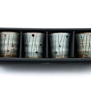 Ebros Gift Japanese Colorful Catkins Pussy Willows Natural Glazed Porcelain 5oz Drink Coffee Tea Cup Set of 4 Made In Japan Artistic Pottery Decor Of Asian Fusion Decorative Earthenware Drinking Cups