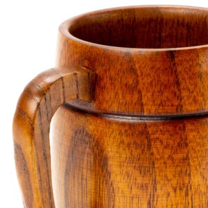 Wooden Mug with Handle | 12oz (350ml) Wood Drinking Cup for Beer, Coffee & Tea, Hot or Cold, Brown, LS-WC-1