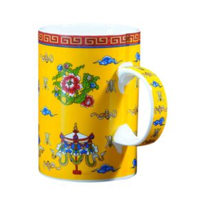 milisten espresso cup chinese tea mug buddhist tea cup tibetan water offering cup with handle blessing tea cup decorative milk coffee mug worship cup for home kitchen coffee cup