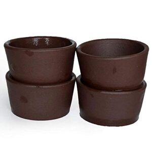 yxhupot 4pcs/set teacups chinese clay zini zisha cup kung fu tea (dark brown)