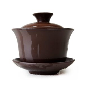 yxhupot gaiwan 4oz teacup brown cups tureen tray cup gongfu tea lid bowl saucer (red)