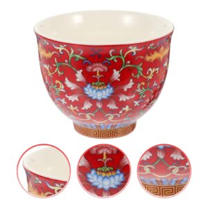 DECHOUS Chinese Tea Set Ceramic Tea Cups Kung Fu Tea Cups Flower Pattern Saki Cup Matcha Tea Cup Retro Japanese Chinese Tea Cups Drinking Teaware For Morning Tea Tray Red Espresso