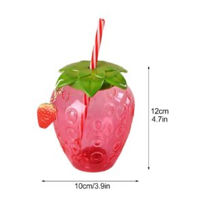 DULRLLY 17 Oz Strawberry Cups with Straw and Strawberry Pendant Kawaii Cup with Lid Portable Cute Water Bottle Mug for Gift Home Office School for Boba Tea