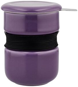 forlife curve asian style tea cup with infuser and lid, 12-ounce, purple