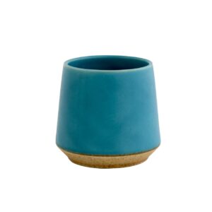 Bisque Japanese pottery, Minoyaki handmade pottery cup imported from Japan, suitable cup for drinking green tea, matcha, sake, and whisky on the rocks (Turquoise)