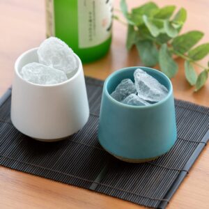 Bisque Japanese pottery, Minoyaki handmade pottery cup imported from Japan, suitable cup for drinking green tea, matcha, sake, and whisky on the rocks (Turquoise)