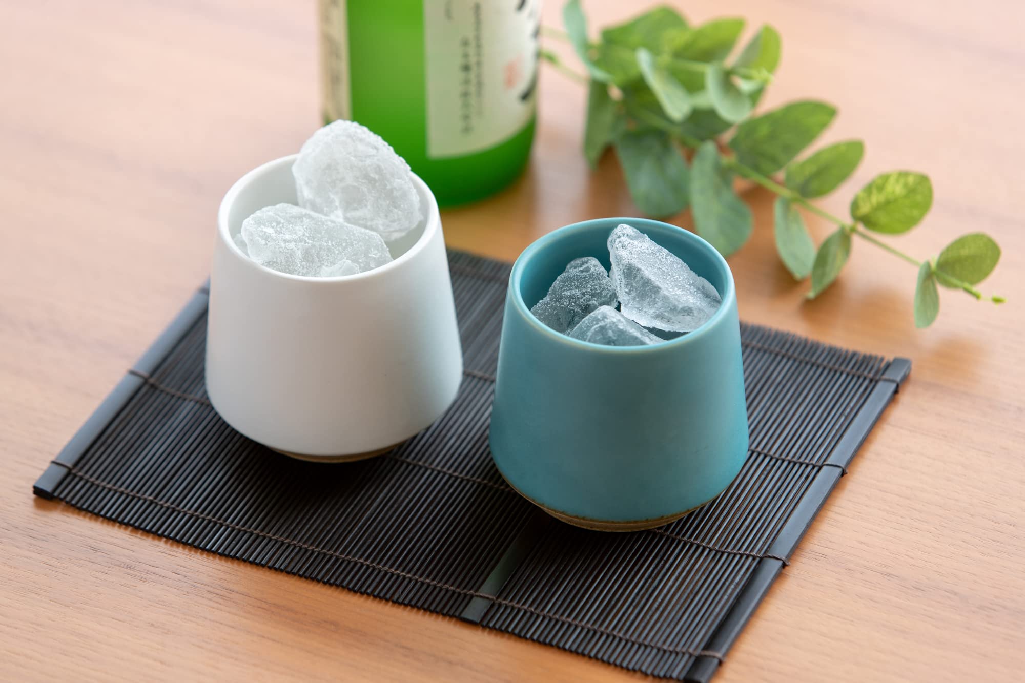 Bisque Japanese pottery, Minoyaki handmade pottery cup imported from Japan, suitable cup for drinking green tea, matcha, sake, and whisky on the rocks (Turquoise)