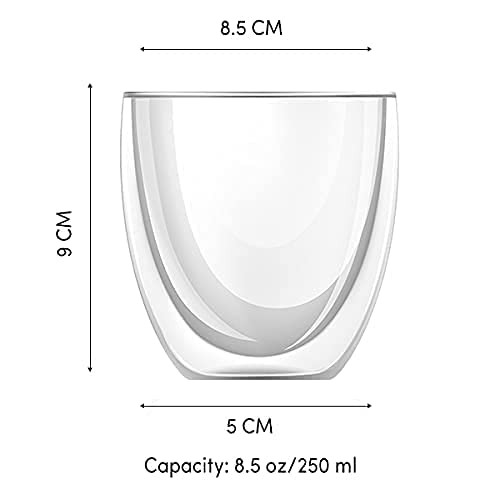 VAHDAM, Double Walled Glass Tea Cup (8.5oz/250ml Capacity) Lead-Free Borosilicate Glass, BPA Free | Double Walled Coffee Mug