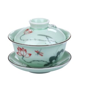 I-MART China Traditional Teacup, Chinese Tea Cup, Gaiwan Tea Cup (Lotus)