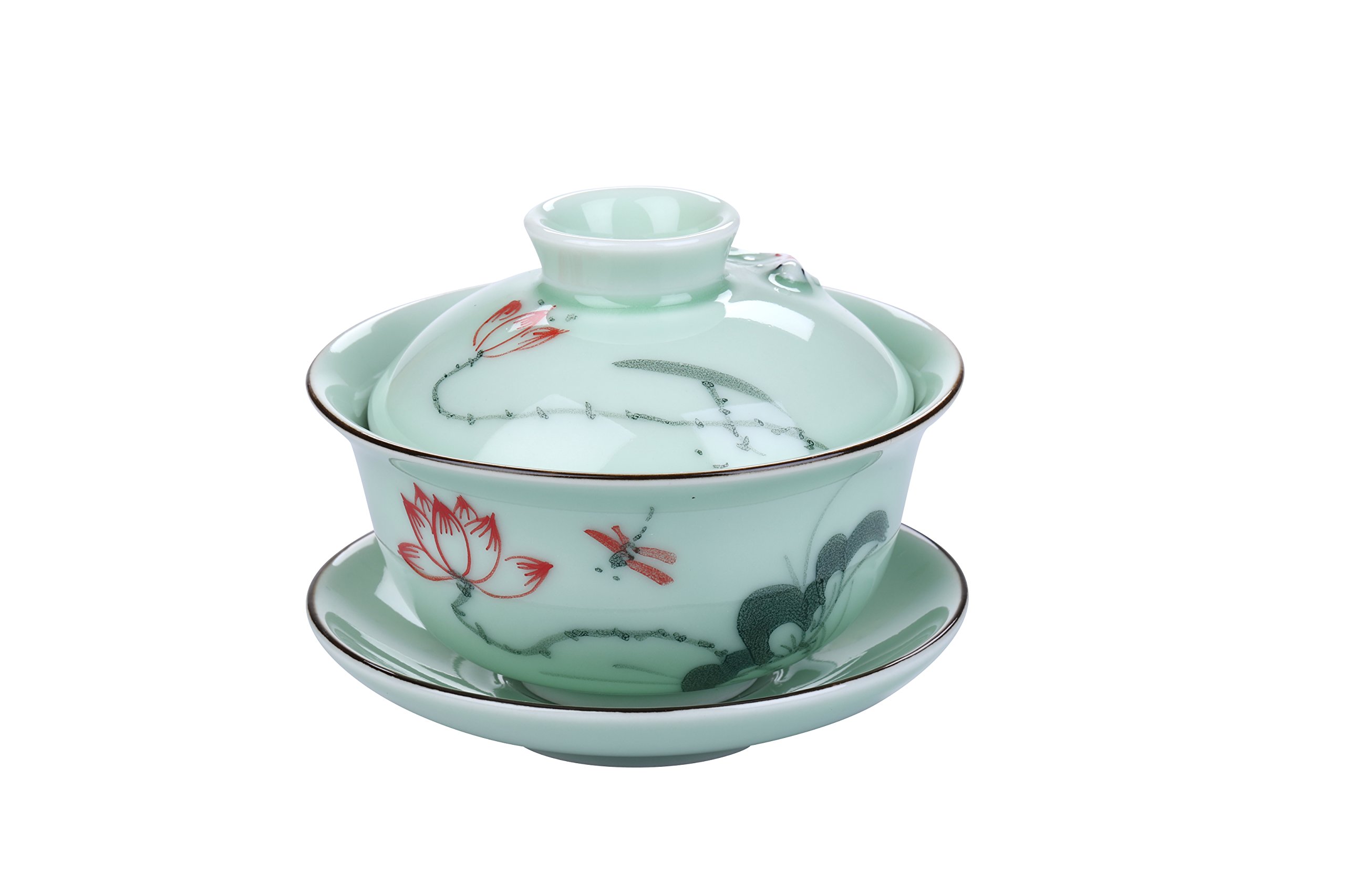 I-MART China Traditional Teacup, Chinese Tea Cup, Gaiwan Tea Cup (Lotus)