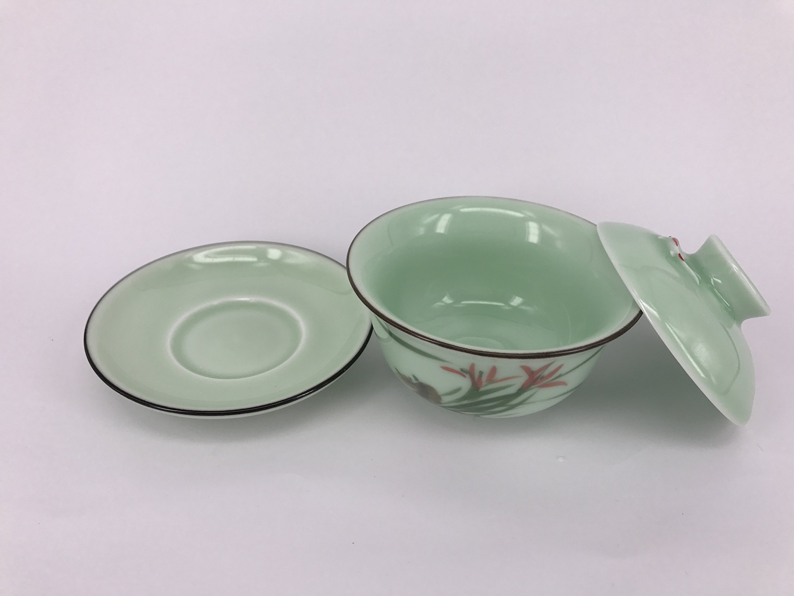 I-MART China Traditional Teacup, Chinese Tea Cup, Gaiwan Tea Cup (Lotus)