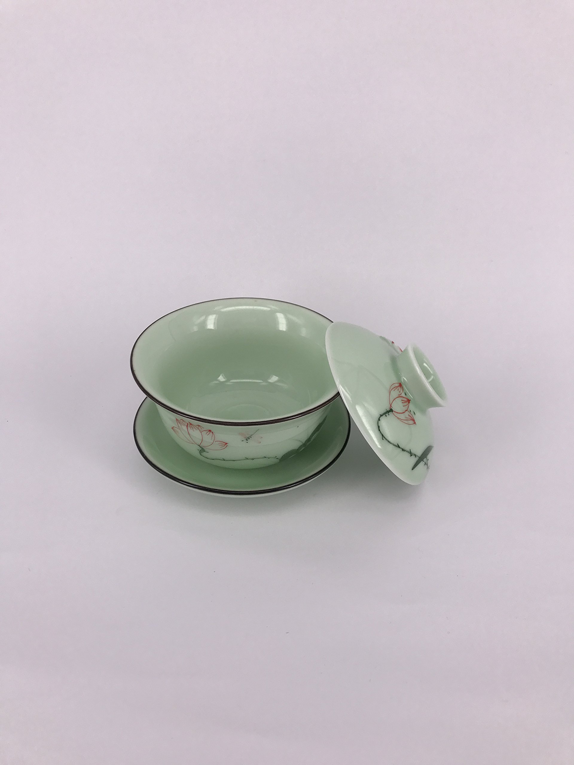 I-MART China Traditional Teacup, Chinese Tea Cup, Gaiwan Tea Cup (Lotus)