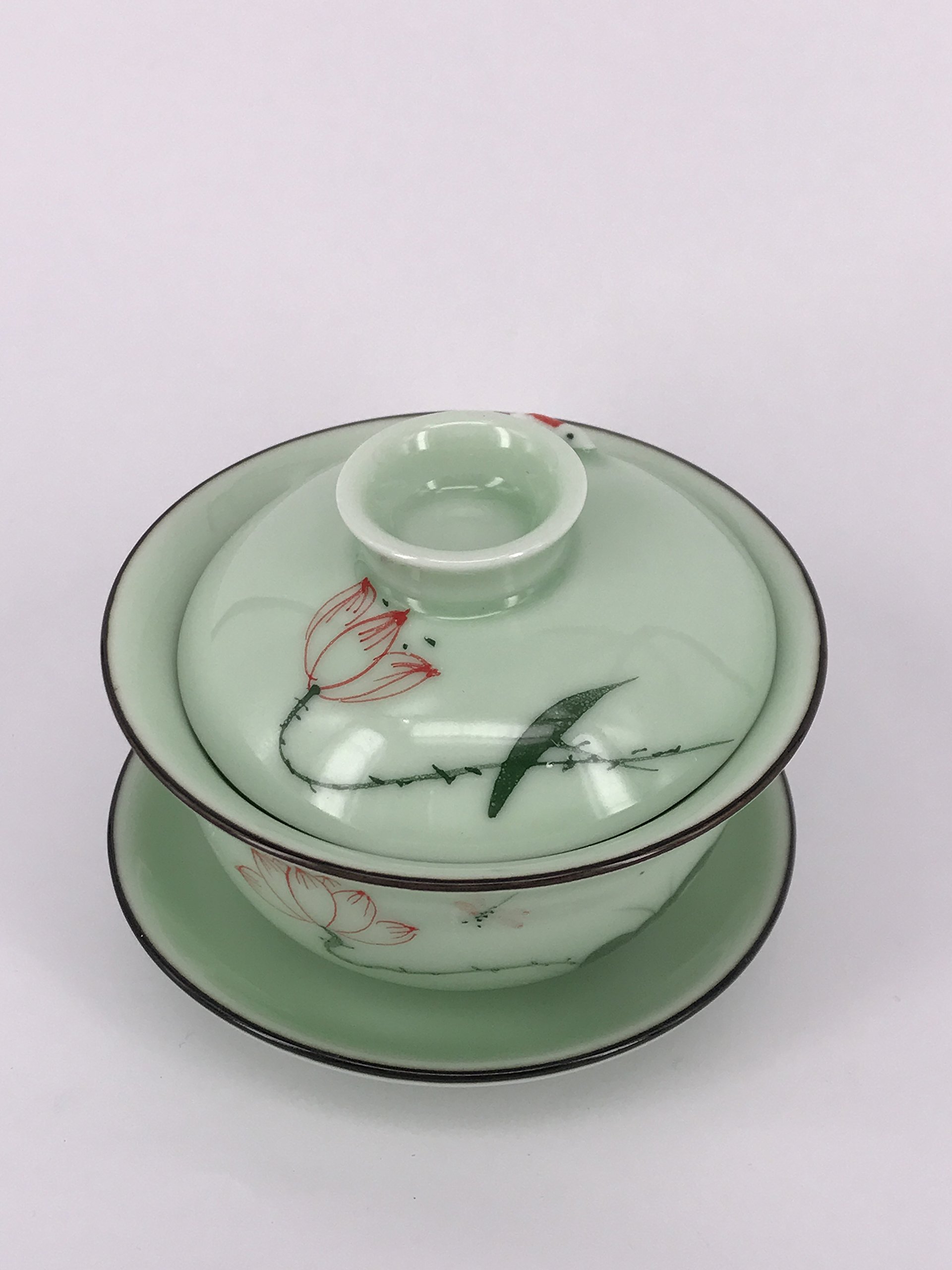 I-MART China Traditional Teacup, Chinese Tea Cup, Gaiwan Tea Cup (Lotus)