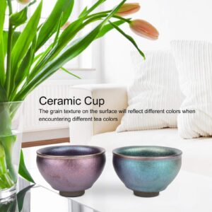 Ceramic Jianzhan Tea Cup, Handcrafted Kungfu Teacup with Gift Box Decorating Tenmoku Glaze Bowl Mug for Home Office Sake Wine