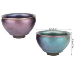Ceramic Jianzhan Tea Cup, Handcrafted Kungfu Teacup with Gift Box Decorating Tenmoku Glaze Bowl Mug for Home Office Sake Wine