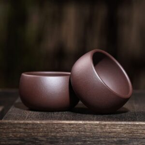 YXHUPOT Teacup 2pcs Chinese Yixing Clay Genuine Zini Zisha Gongfu Tea Cups 50ml (Zini)