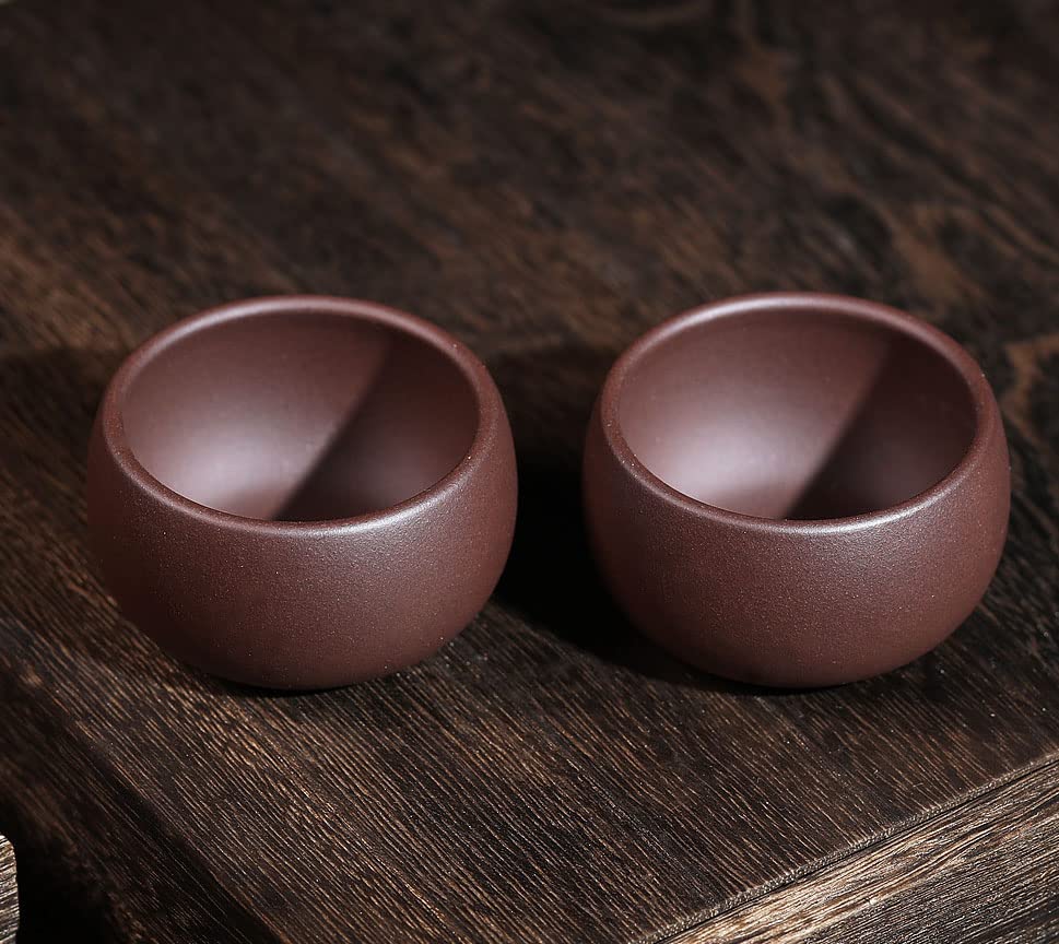 YXHUPOT Teacup 2pcs Chinese Yixing Clay Genuine Zini Zisha Gongfu Tea Cups 50ml (Zini)