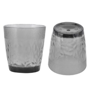 youthink drinking glass, 200ml drinking glass flower tea cup small beer mug acrylic cup for home party stackable plastic drinkware(grey)