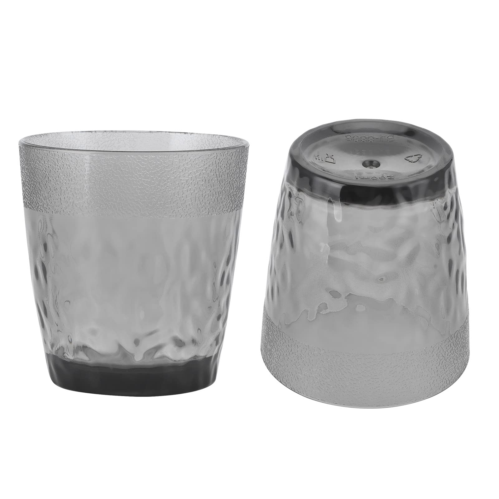 YOUTHINK Drinking Glass, 200ml Drinking Glass Flower Tea Cup Small Beer Mug Acrylic Cup for Home Party Stackable Plastic Drinkware(grey)