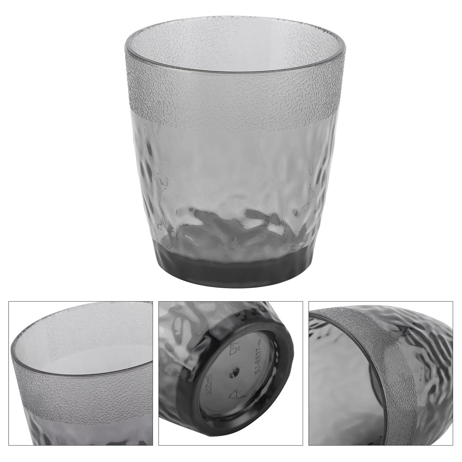 YOUTHINK Drinking Glass, 200ml Drinking Glass Flower Tea Cup Small Beer Mug Acrylic Cup for Home Party Stackable Plastic Drinkware(grey)