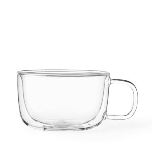 viva classic double wall glass insulated coffee mugs - cappuccino cups set of 2-14 oz / 350ml tea cups