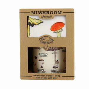 Gift Republic Mushroom Enamel Mug and Socks Set, Off-white