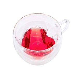 tea cup heart shaped double wall insulated clear glass tea and coffee cup 8.5 ounces