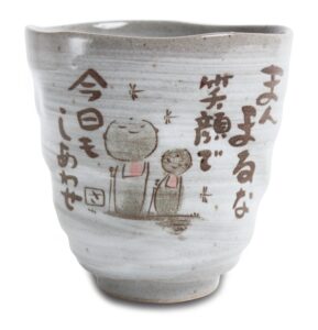 hlpiamok aeiniwer mino ware japanese pottery yunomi chawan tea cup jizo stone statues gray sanaegama made in japan (japan import) ksy006