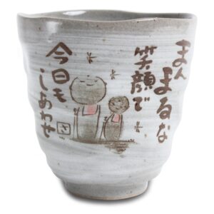 HlpiAMok Aeiniwer Mino ware Japanese Pottery Yunomi Chawan Tea Cup Jizo Stone Statues Gray Sanaegama made in Japan (Japan Import) KSY006