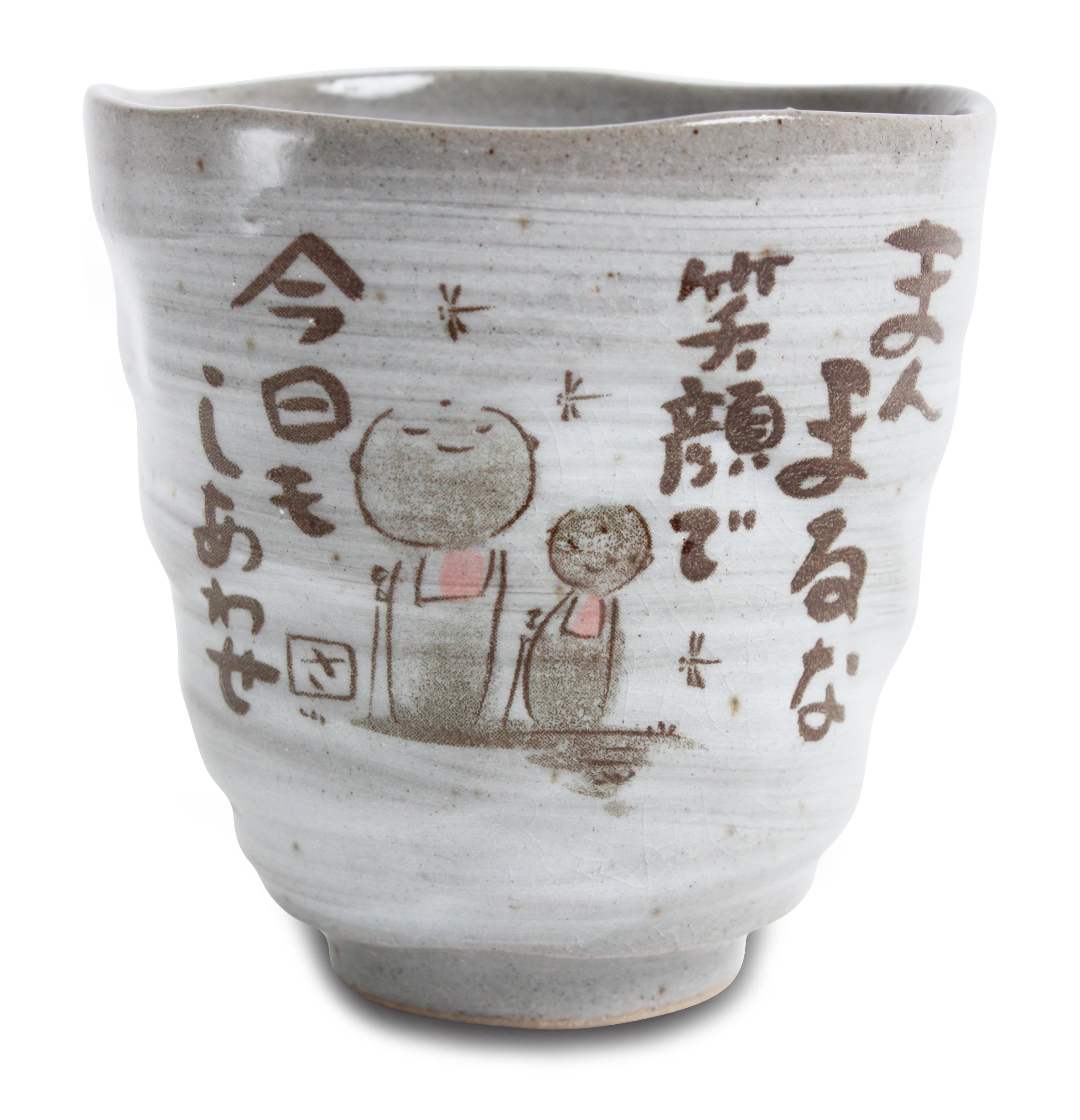 HlpiAMok Aeiniwer Mino ware Japanese Pottery Yunomi Chawan Tea Cup Jizo Stone Statues Gray Sanaegama made in Japan (Japan Import) KSY006