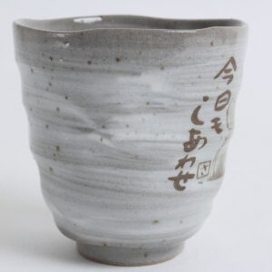 HlpiAMok Aeiniwer Mino ware Japanese Pottery Yunomi Chawan Tea Cup Jizo Stone Statues Gray Sanaegama made in Japan (Japan Import) KSY006