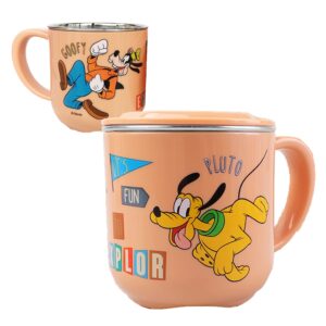 everyday delights pluto & goofy abs stainless steel cup with lid, 250ml