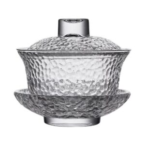 never king crystal gaiwan chinese glass gaiwan traditional tea cup comprised of cup, saucer and lid sancai wan tureen 130 ml
