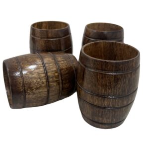 collectiblesbuy handmade barrel shaped mug wooden tea cups top grade natural solid wood tea cup wooden, classical natural solid wood drinking cup handmade tea cups set of 4