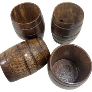 collectiblesBuy Handmade Barrel Shaped Mug Wooden Tea Cups Top Grade Natural Solid Wood Tea Cup Wooden, Classical Natural Solid Wood Drinking Cup Handmade Tea Cups Set of 4