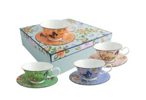 belleek cottage garden windsor teacups and saucer, multicolor