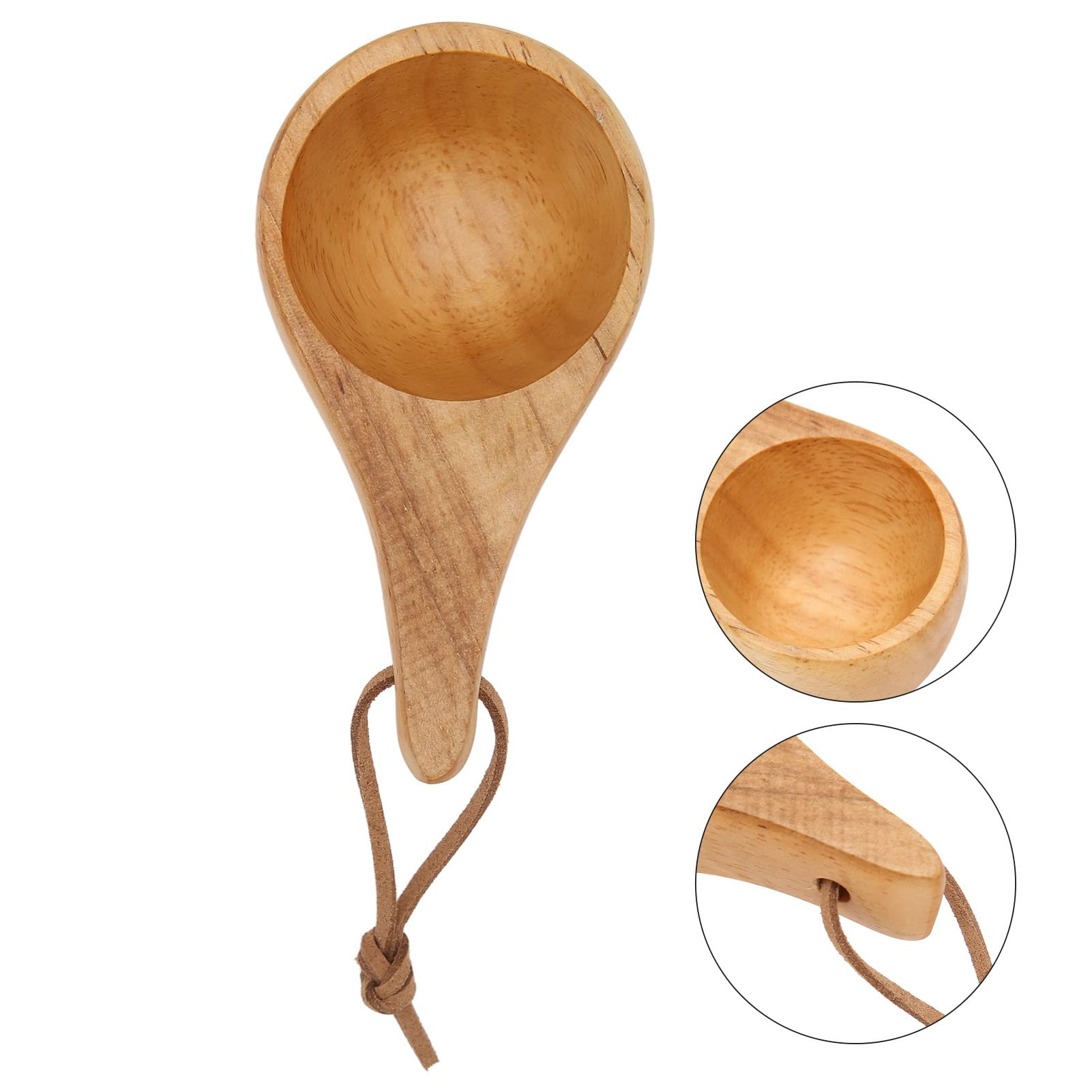 Kuksa Wooden Mug, 30ml Mini Wooden Hand Carved Cup Outdoor Drinking Cup Decorative Mug with Lanyard for Tea, Whisky